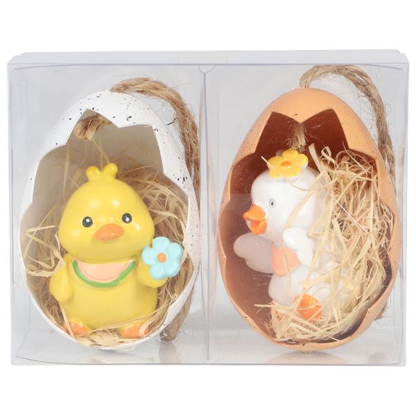 Hengende Kylling i Halv Eggeskall 4x6 cm 2-pakning