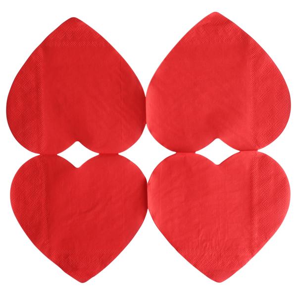 Hjerter Papirservietter Rød 33 cm 16-pakning