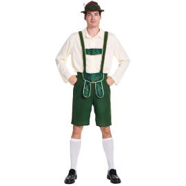 Kostyme Oktoberfest Lederhosen Gr&oslash;nn/Hvit
