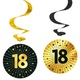 Hengende Swirls 18 &aring;r Gull/Svart 4-pakning