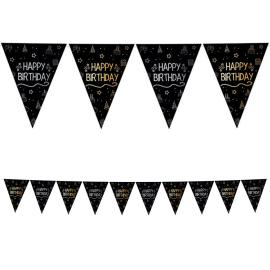 Vimpelgirlander Happy Birthday Svart
