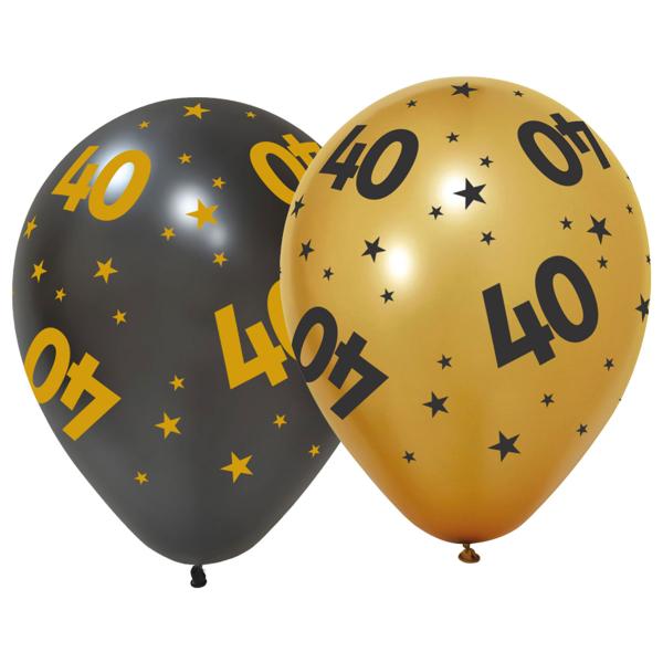 Latexballonger med Stjerner & Tallet 40 6-pakning