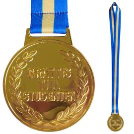 Gullmedalje med B&aring;nd Grattis Till Studenten 6,3 cm