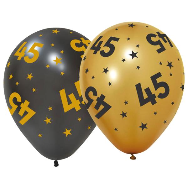 Latexballonger med Stjerner & Tallet 45 6-pakning