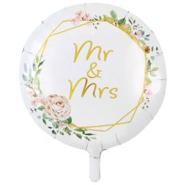 Rund Folieballong Mr & Mrs 46 cm