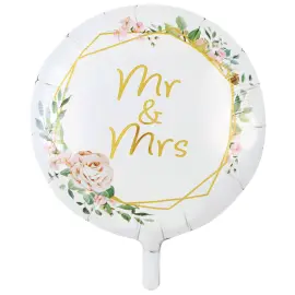 Rund Folieballong Mr & Mrs 46 cm