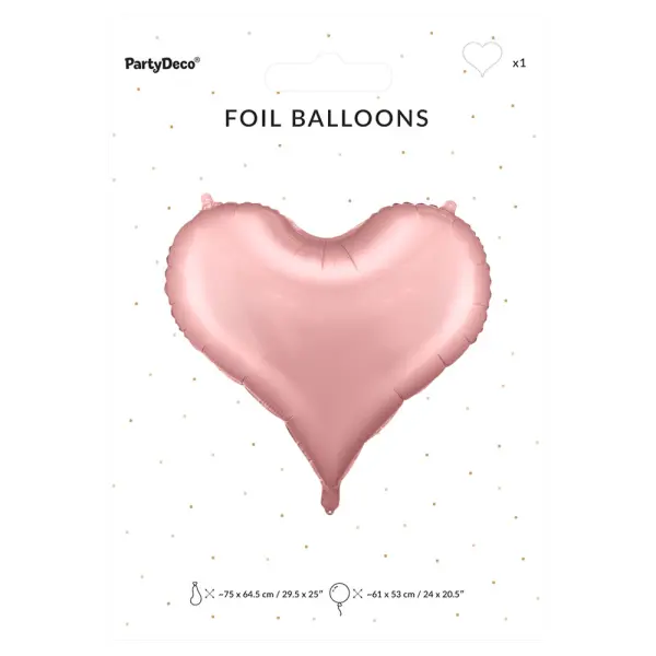 Stor Hjerteformet Ballong Lysrosa