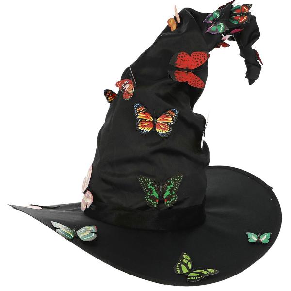 Svart Heksehatt med Sommerfugler