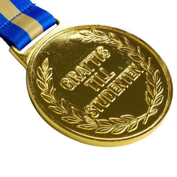 Gullmedalje med Bånd Grattis Till Studenten 6,3 cm