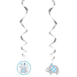 Babyshower Hengende Dekorasjoner Swirls Elefant Blå
