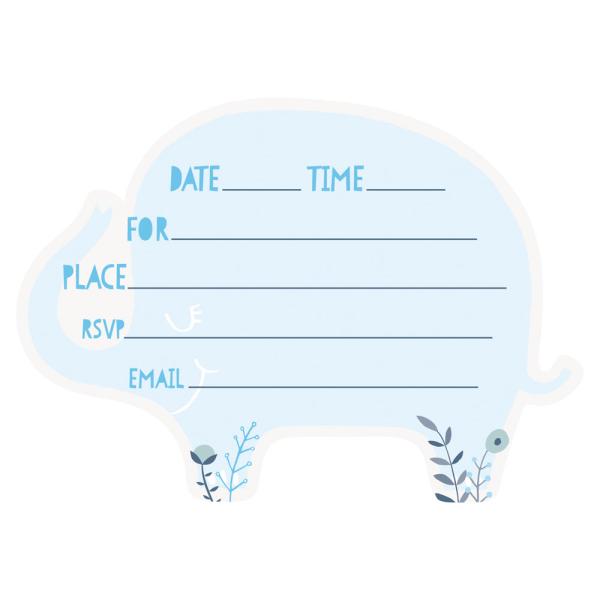 Babyshower Invitasjonskort Elefant Blå