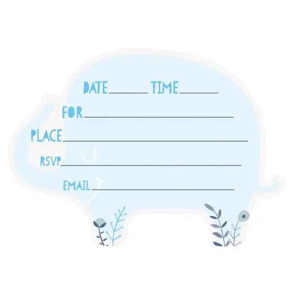 Babyshower Invitasjonskort Elefant Blå