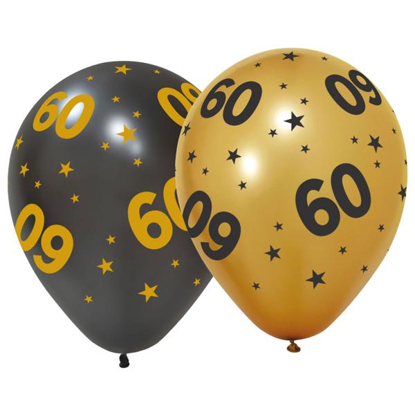 Latexballonger med Stjerner & Tallet 60 6-pakning