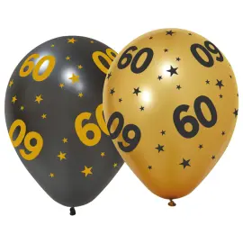Latexballonger med Stjerner & Tallet 60 6-pakning