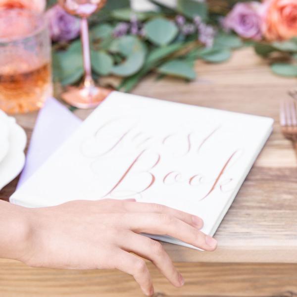 Gjestebok Guest Book Hvit og Rosegull