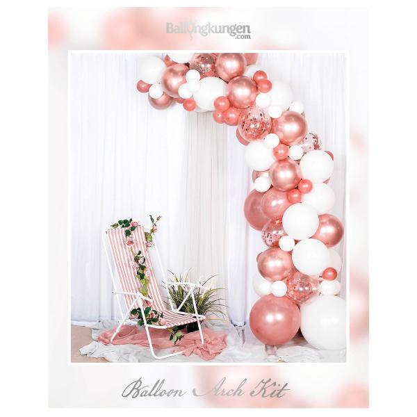 Ballongbue Sett Hvit & Rosegull