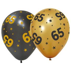 Latexballonger med Stjerner & Tallet 65 6-pakning