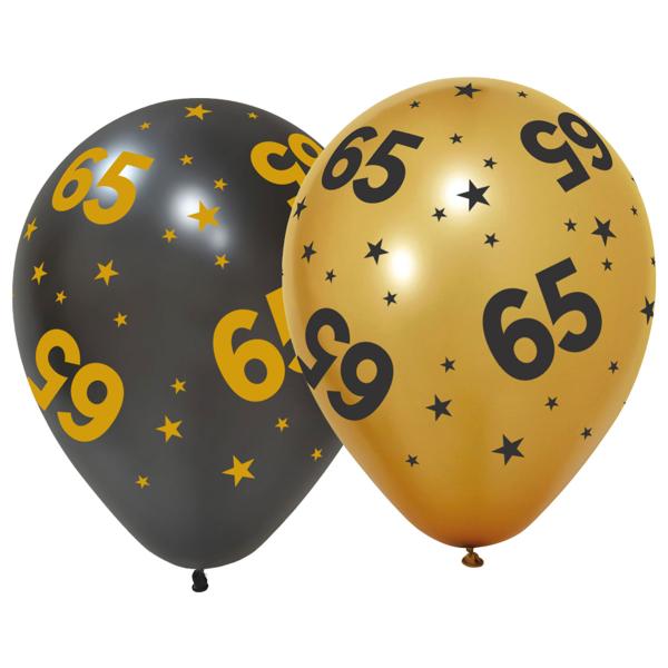Latexballonger med Stjerner & Tallet 65 6-pakning