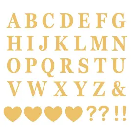 Selvklebende Bokstaver & Hjerter Gull 56-pakning