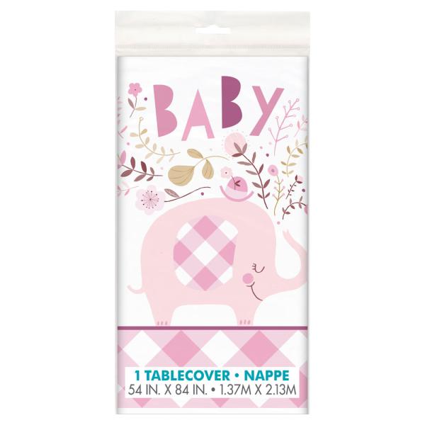 Babyshower Plastduk Elefant Rosa