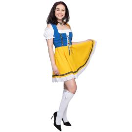 Oktoberfest Dirndl Blå/Gul/Hvit