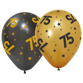 Latexballonger med Stjerner & Tallet 75 6-pakning
