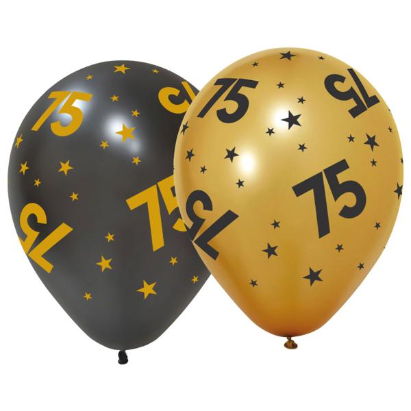 Latexballonger med Stjerner & Tallet 75 6-pakning