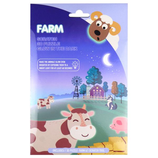 3D Skrapepuslespill Gårdsdyr