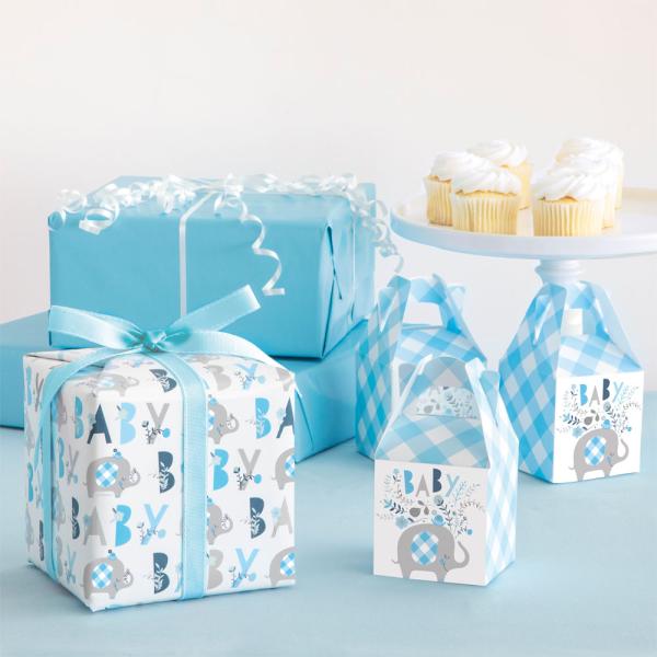 Babyshower Gavepapir Elefant Blå