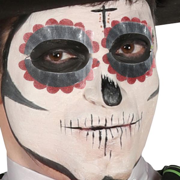 Day of the Dead Sminkesett Svart/Rød/Hvit