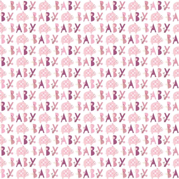 Babyshower Gavepapir Elefant Rosa