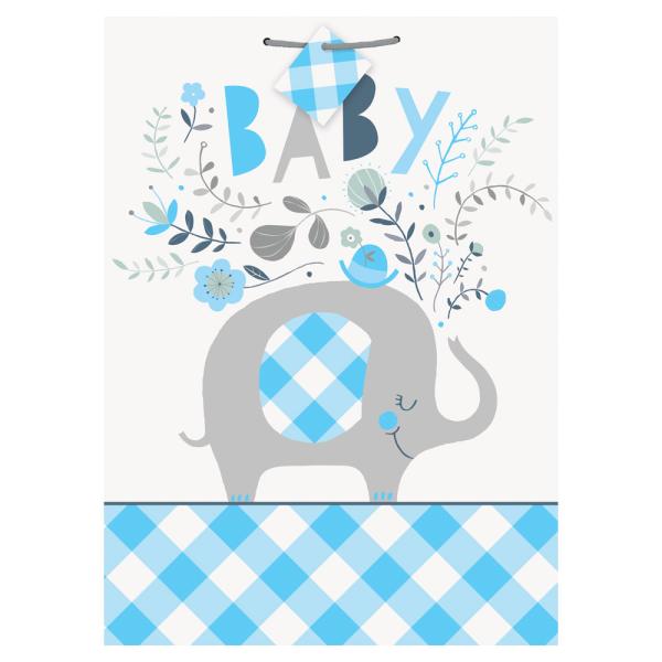 Babyshower Gavepose Elefant Blå