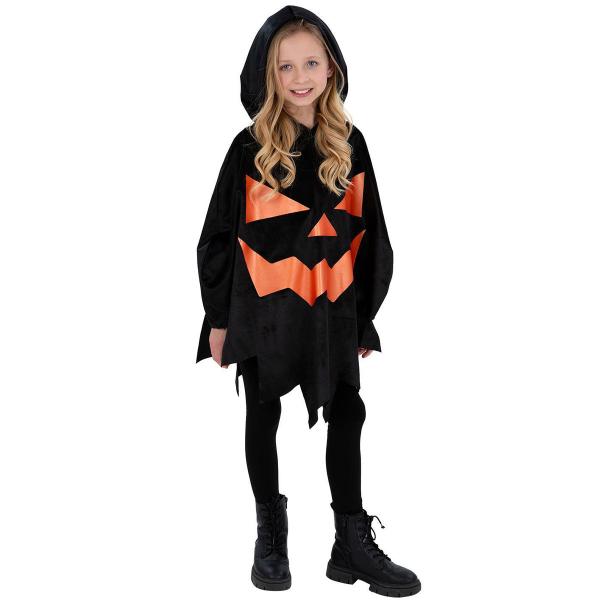Svart Poncho Halloweengresskar Barn