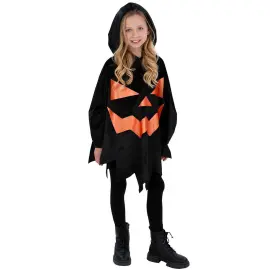 Svart Poncho Halloweengresskar Barn