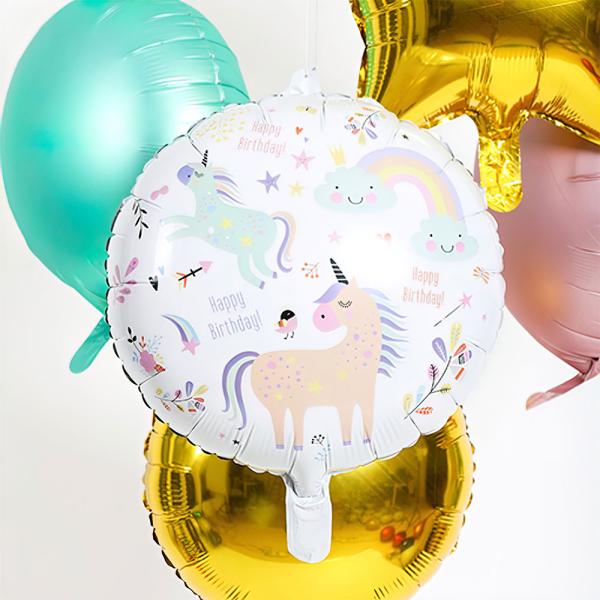 Folieballong Happy Birthday Enhjørning Pastell