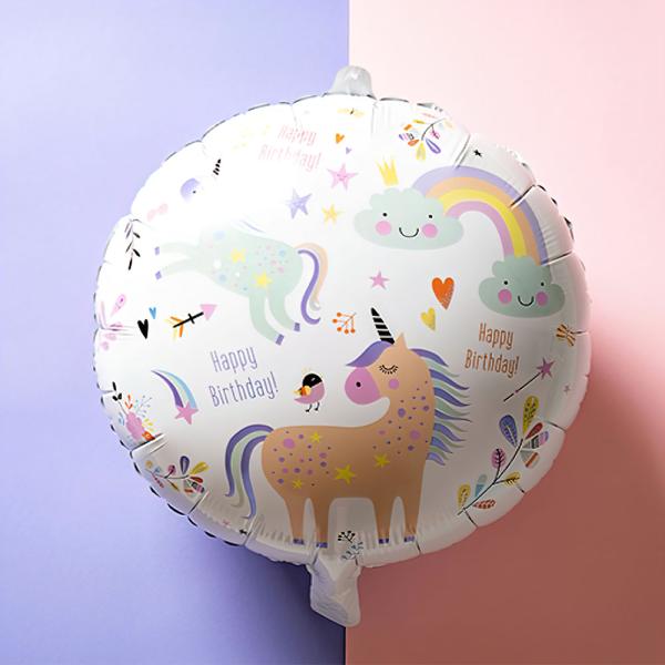 Folieballong Happy Birthday Enhjørning Pastell