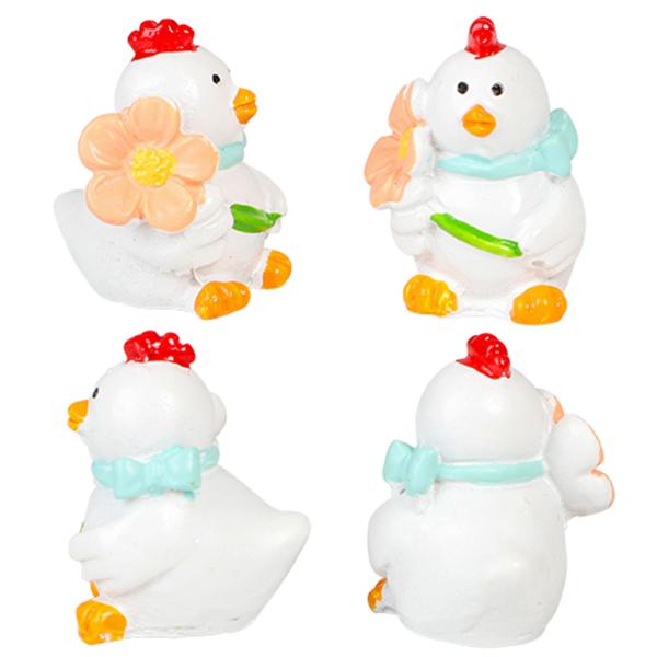 Høne Hvit 2x3 cm 4-pakning