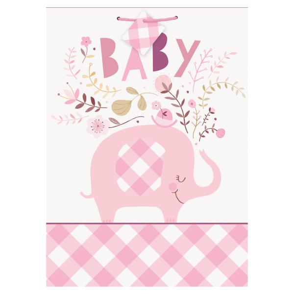 Babyshower Gavepose Elefant Rosa