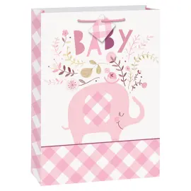 Babyshower Gavepose Elefant Rosa