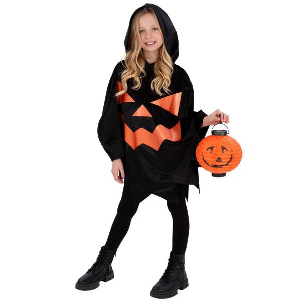 Svart Poncho Halloweengresskar Barn