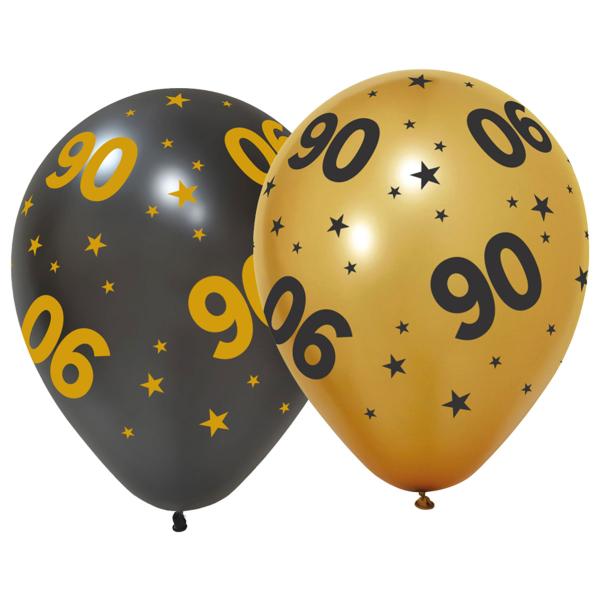 Latexballonger med Stjerner & Tallet 90 6-pakning