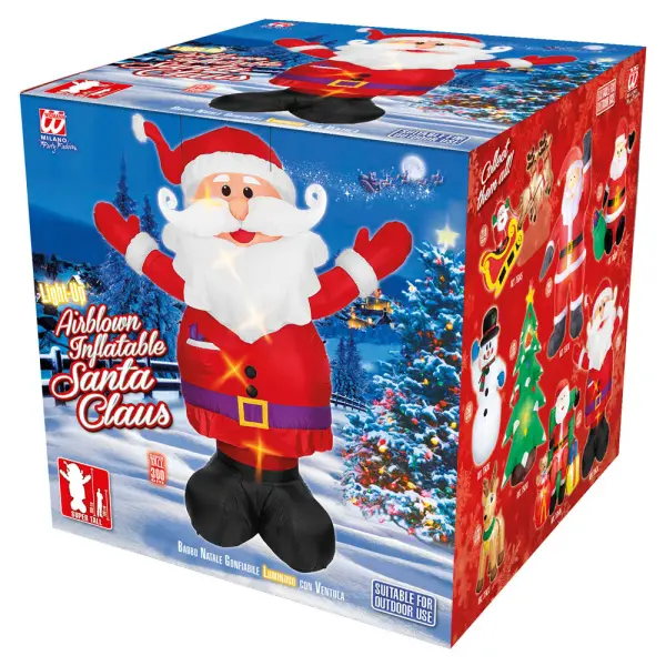 Gigantisk Oppblåsbar Nisse Pynt med Lys