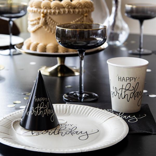 Papirservietter Happy Birthday Svart 20-pakning