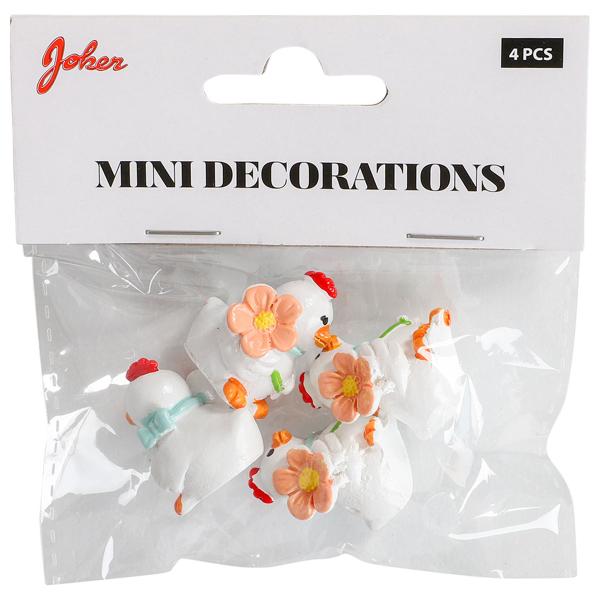 Høne Hvit 2x3 cm 4-pakning