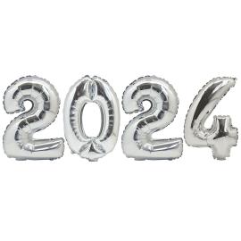 Tallballonger Nyttår Sølv 2024