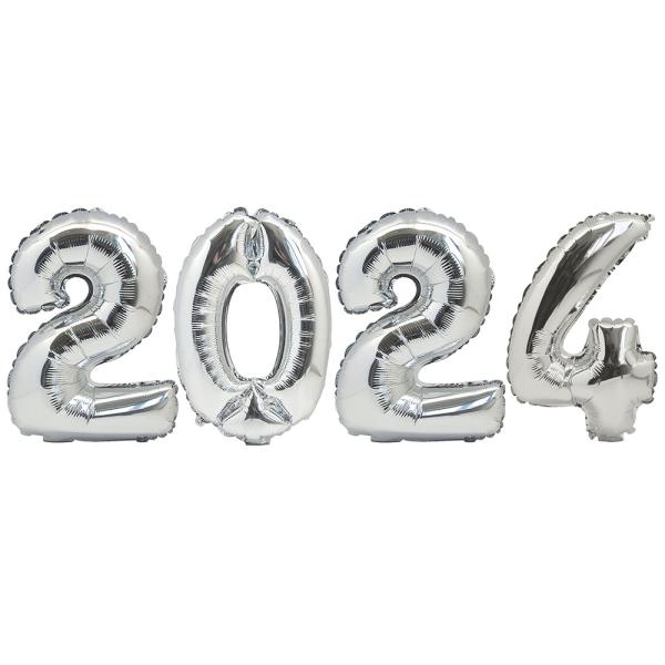 Tallballonger Nyttår Sølv 2024