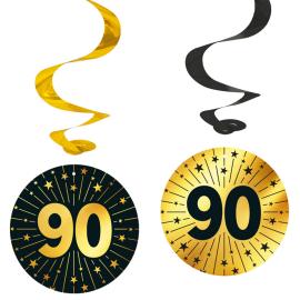 Hengende Swirls 90 år Gull/Svart 4-pakning