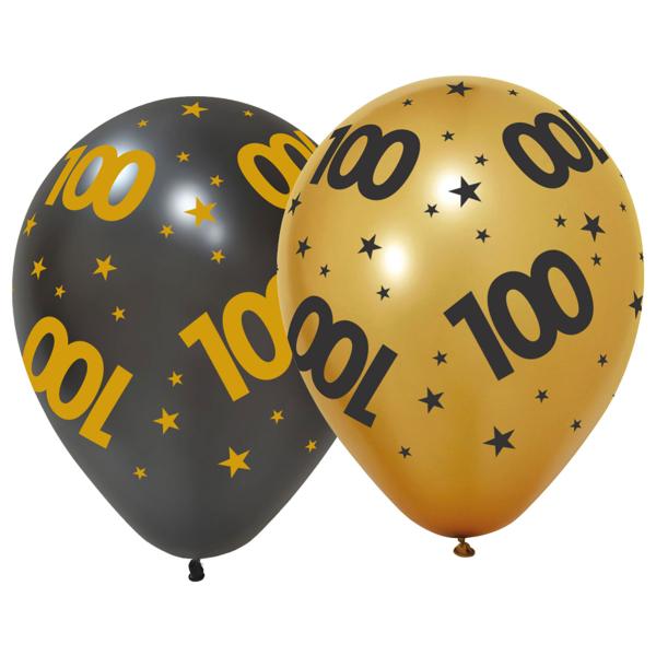 Latexballonger med Stjerner & Tallet 100 6-pakning