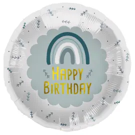 Folieballong Happy Birthday Regnbue Blå