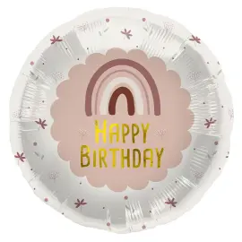 Folieballong Happy Birthday Regnbue Rosa